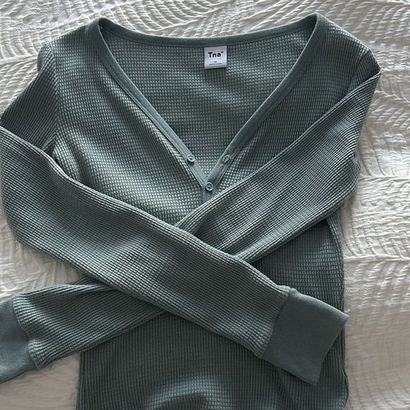 Blue/Grey Aritzia Waffle Top - Picture 3 of 3